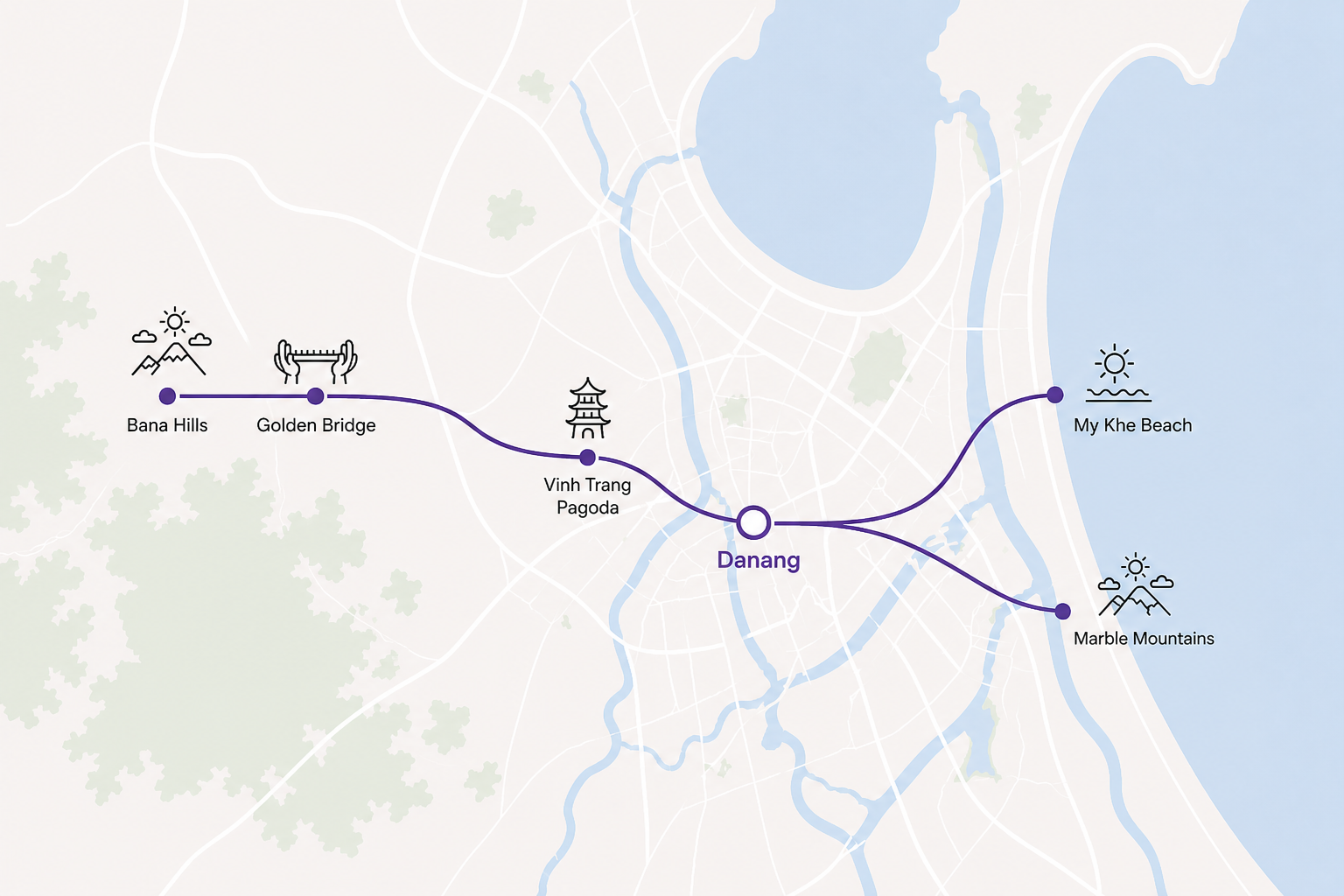 Route map - Da Nang Beach Escape