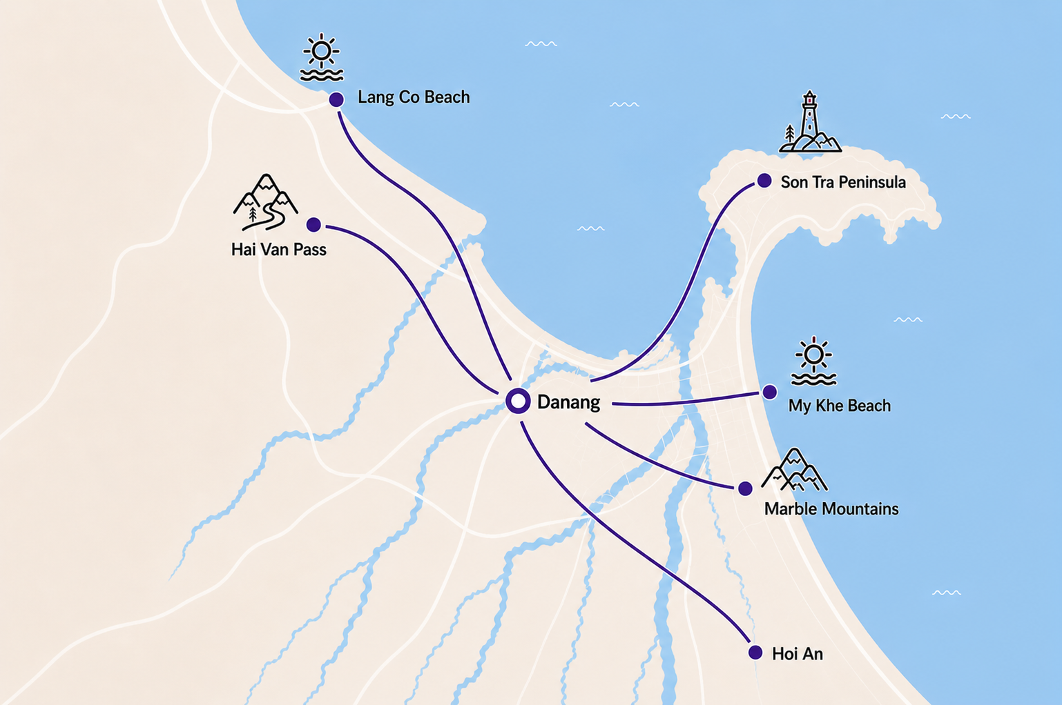 Route map - Da Nang Adventure & Culture