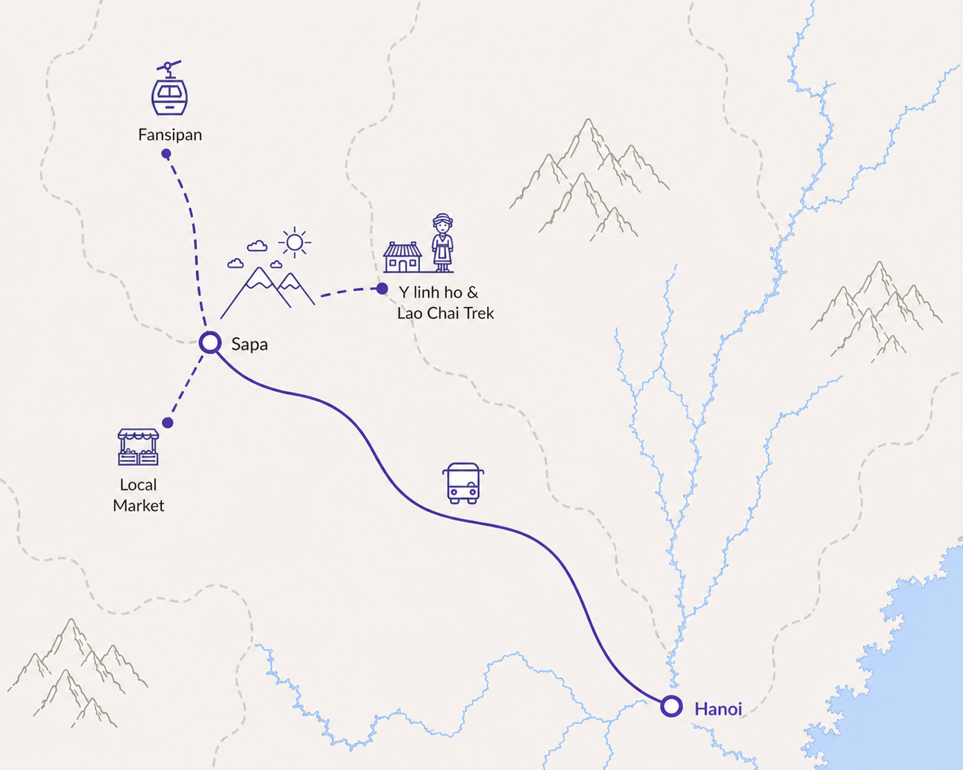 Route map - Sapa & Fansipan Summit